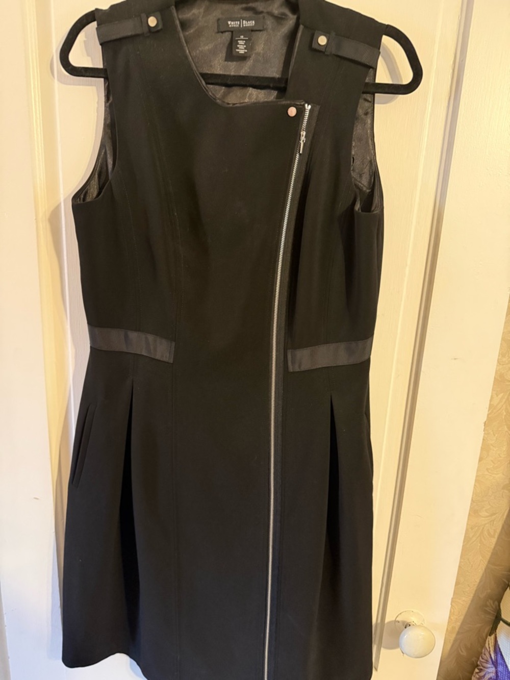 White House Black Market Black Sleeveless Zip-Front Midi Dress